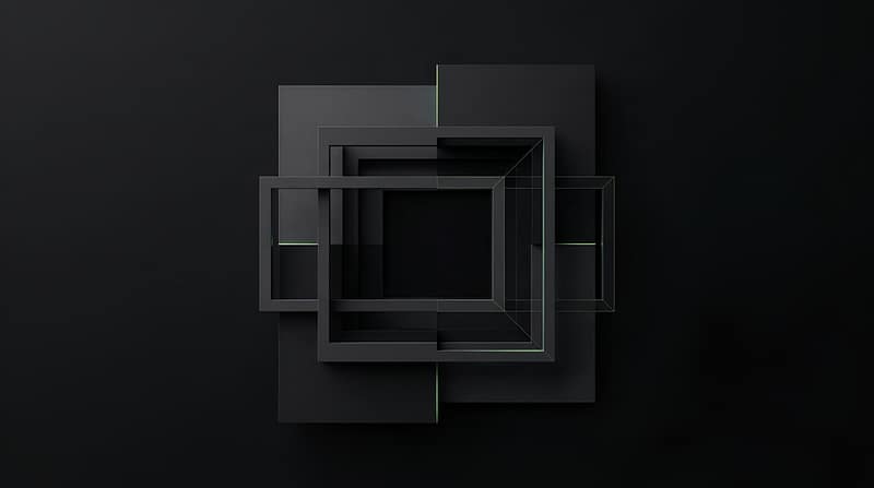 Imagem editorial premium da Brandframe com molduras geométricas representando direção, percepção e construção de valor de marca
